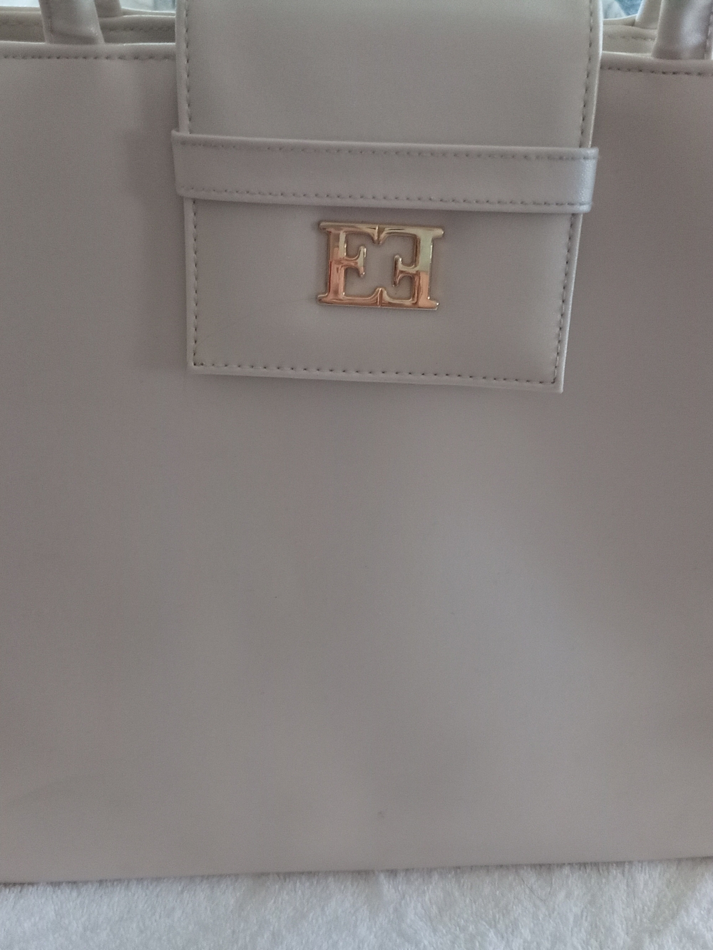 Escada Elegant Neutral Tote Bag with Gold Logo